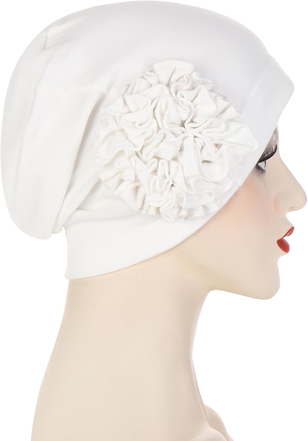 Chemo Headwrap for Women - Flower Elastic Solid Turban Caps Pre Tied Beanie Headwear Grate for Cancer Hair Cover - Image 7