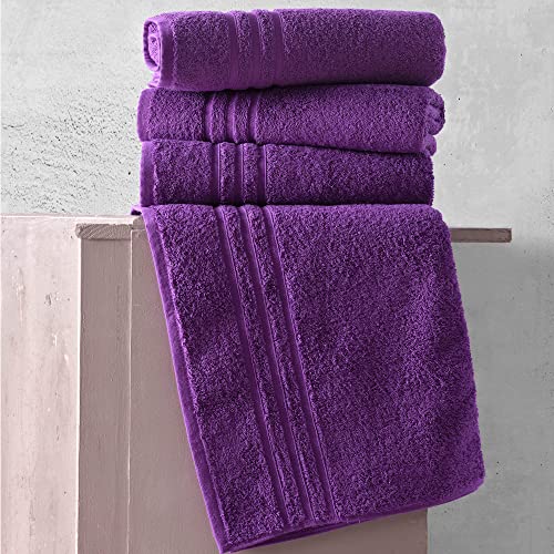 Hammam Linen Lilac Purple Bath Towels 4-Pack - 27X54 Soft And Absorbent, Premium Quality Perfect For Daily Use 100% Cotton Towel 600 Gsm #TOP1