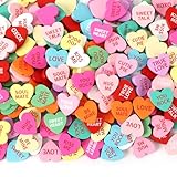 UPINS 300Pcs Wooden Heart Beads, Conversation Heart Decorations Beads for Bracelets Valentine's Day Garland Ornaments Craft Necklace Bracelet Jewelry Making DIY Party Decor