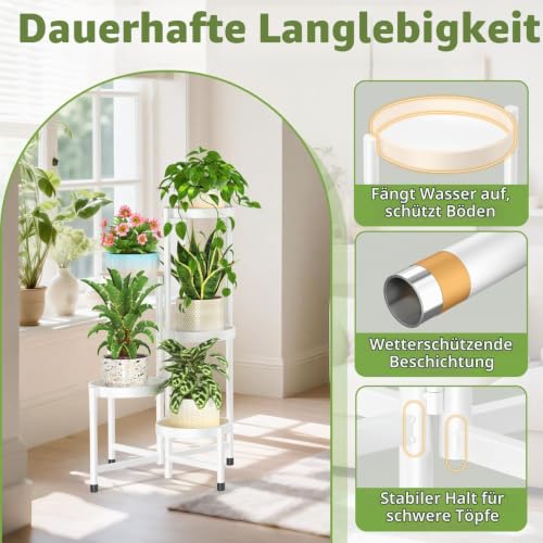 iDavosic.ly Pflanzenständer Blumenständer Metall, 5 Etagen, Weiß – Ansicht 5
