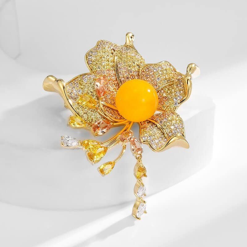 Image of Flower Brooch for Women Rhinestone Flower Brooch Pins Floral Brooches Jewelry Gift for Mom Wife