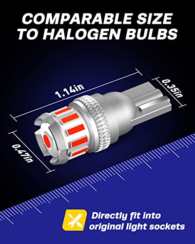 Autoone 194 Led Bulb Red, 300% Brighter T10 168 2825 W5W Led Bulbs For License Plate Light Dome Map Door Courtesy Interior Car Lights, Pack Of 2 #TOP6