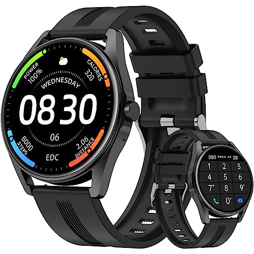 ASVIL Relojes inteligentes para mujeres y hombres (contestar/hacer llamadas) compatibles con teléfonos iPhone/Android, reloj para mujer y hombre, rastreador de fitness redondo con monitor de