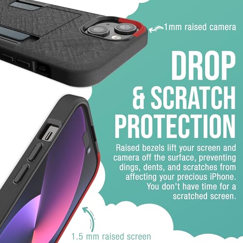 Image of Smartish iPhone 15 Plus Wallet Case - Wallet Slayer Vol. 2 [Slim + Protective] Credit Card Holder w /Kickstand - Drop Tested Hidden Card Slot Compatible w /Apple iPhone 15 Plus - Black Tie Affair