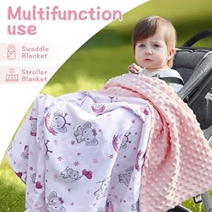 QSTEHEML Baby Blanket Neutral,Super Soft Elephant Minky Blanket Unisex,Baby Gifts for Girls Boys,Double Layer with Dotted Backing, Newborn Blankets for Crib Stroller (Elephant, 30 * 40inch) QSTEHEML Baby Blanket NeutralSuper Soft Elephant Minky Blanket UnisexBaby Gifts for Girls BoysDouble Layer with Dotted Backing Newborn Blankets for Crib Stroller Elephant 30 40inch