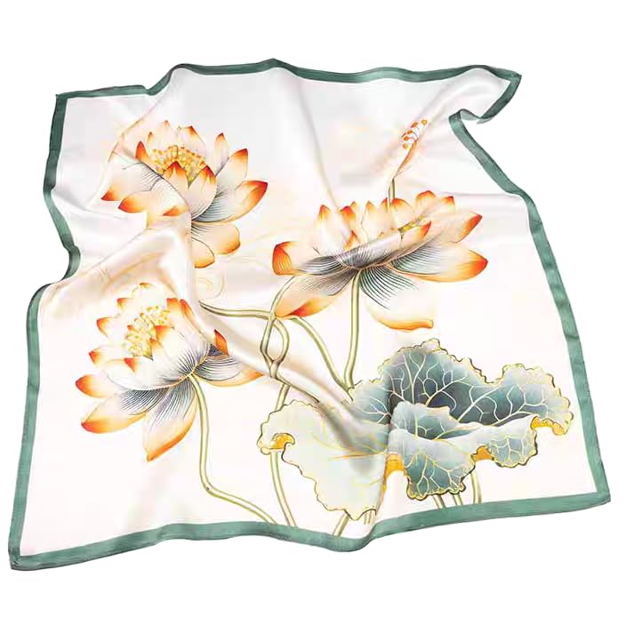 GIMIRO Frauen 70x70cm Schal Simulierte Seide Blumen Schal Krawatte Hahnentritt-Bandana