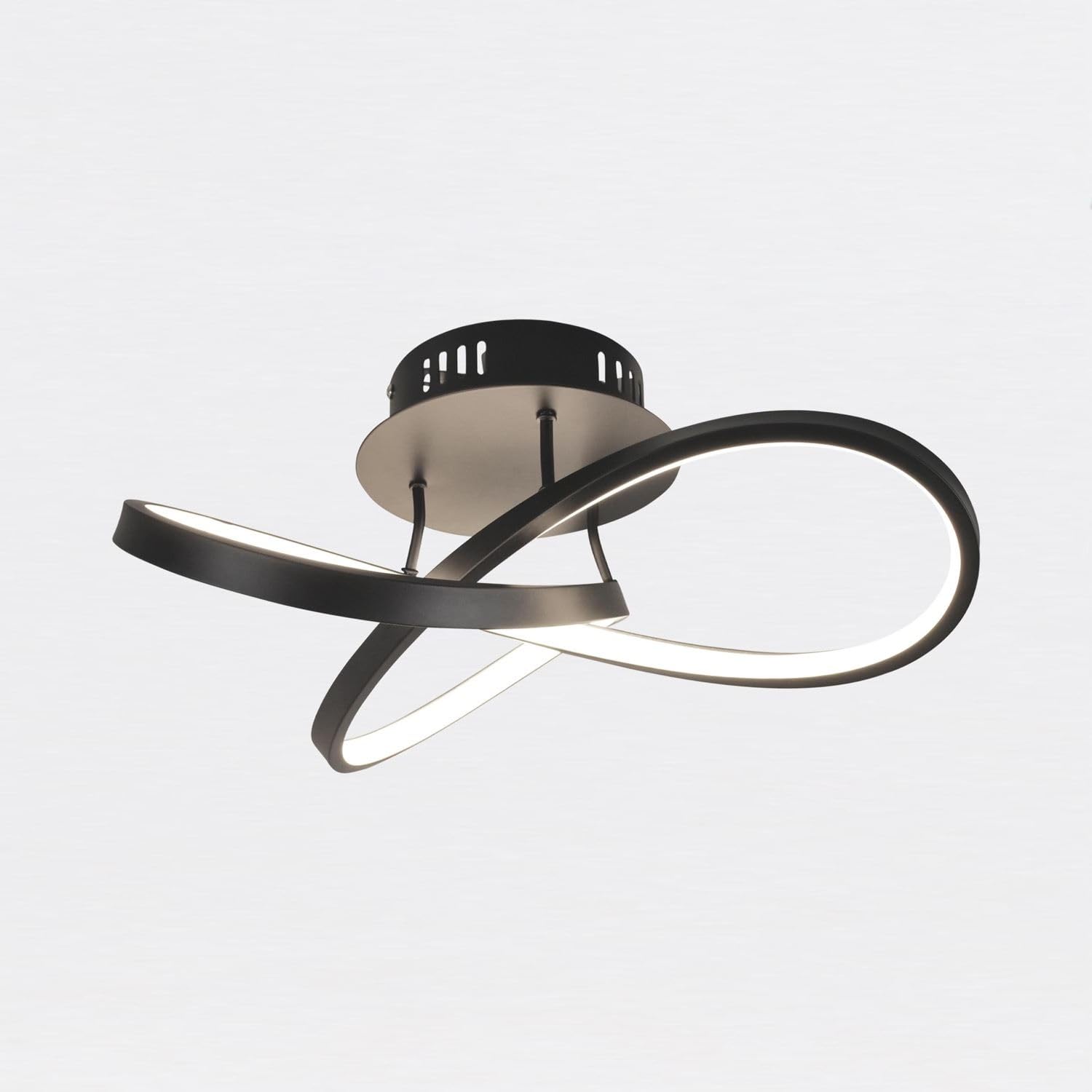 Matt Black LED Loop Ceiling Light - Modern Design - Warm White - Acrylic Detail