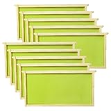 BeeQuestify 10 Pack Deep Beehive Frames and Wax Foundations Unassembled Deep Wood Bee Frames with Food Grade Beeswax Coated Foundations Sheets Kit for Beehives, 9-1/8-inch, Green