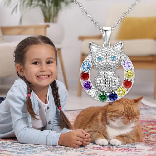Birthday Gifts for Girls Cat Necklaces for Girls Cute Adjustable Birthday Gifts for Women Daughter Granddaughter Niece 16+2 Inches3