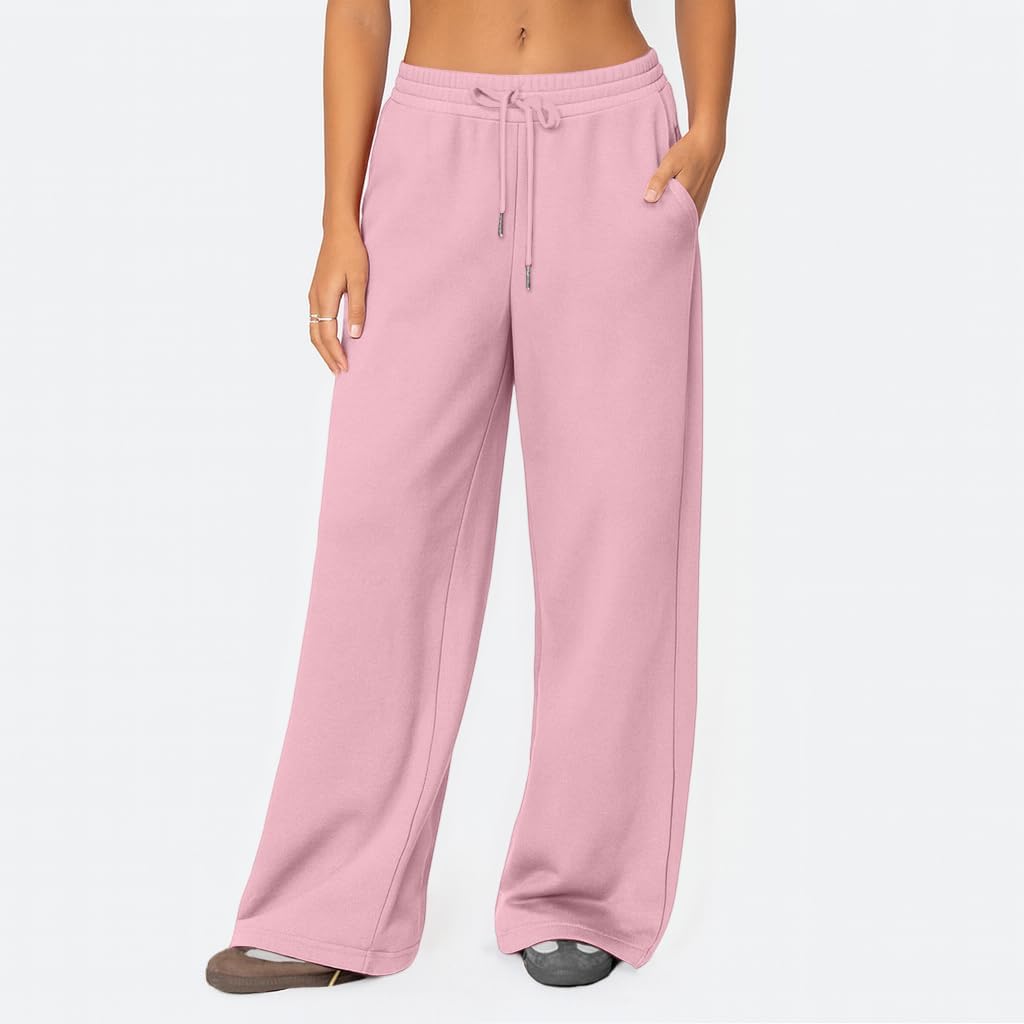 Casual Pants Women Wide Leg Sweatpants High Waisted with Pockets Drawstring Elastic Baggy Loose Comfy Streetwear