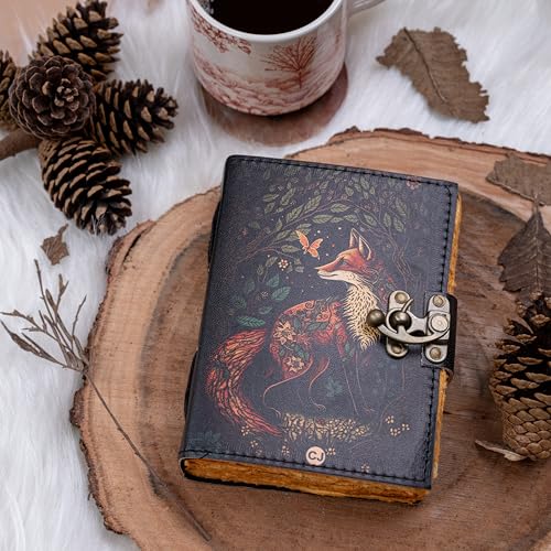Image of CRAFT JUNKY Vintage Leather Journal Diary for Women and Men Travel Diary Notebook for Writing Deckle Edge Paper (WOLF, A5 17.78 X 12. 7 CM (A5))