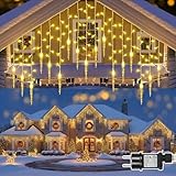 PLODAXE Eiszapfen Lichterkette Außen, 3.5m 96 LED Eiszapfenlichterkette...