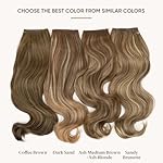 SARLA Invisible Wire Hair Extensions with 3 Clips Long Synthetic Wavy Curly Hairpiece Adjustable Transparent Headband for Women 22 Inch Ash Medium Brown/Ash Blonde Highlights - Image 2