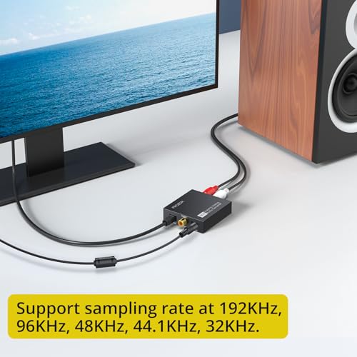 Image of PROZOR 192KHz Digital to Analog Audio Converter DAC Digital Optical to RCA Analog L /R Converter, SPDIF Toslink Optical to 3.5mm Jack Adapter for PS3 HD DVD PS4 Amp Apple TV Home Cinema -Aluminum Alloy