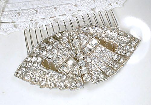 Old Hollywood Glam Art Deco Hair Comb, Silver Rhinestone Dress Clips to OOAK 1920 Hairpiece Wedding Hair Accessory