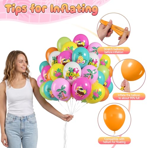 Image of Tropical Balloons, 50 Pcs Colorful for Summer Hawaiian Aloha Birthday Party