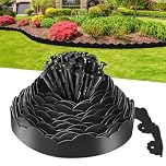 Lawn Edging Border 7cm Tall 16m Flexible Garden Edging Borders Strip with 80pcs Pegs for Yards Edge, Flower Beds Fence & Grass Paths Edging Tool, No Dig Plastic Edging for Lawns (Black)