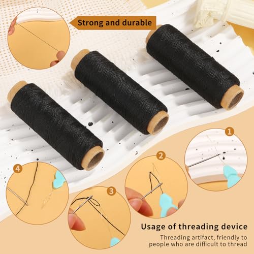 Ftyiwu Hilos de Costura, Hilo para Extensiones de Cabello 110 Yardas, Aguja y Hilo para Cabello con 29 Agujas en Formas I/J/T/C miniatura 7