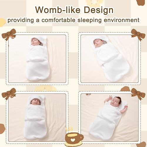 Image of AiWMGL Baby Swaddle Boys Girls 3-6 Months Fleece Winter Warm Adjustable Newborn Swaddling Wrap Soft Blanket Sleeping Sacks Infant