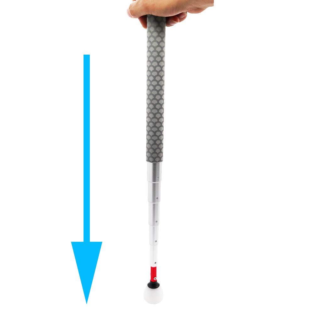 Bastón Telescópico Blanco de 7 Secciones Aluminio 30cm-150cm para Invidentes y Baja Vision, con 2 Punta