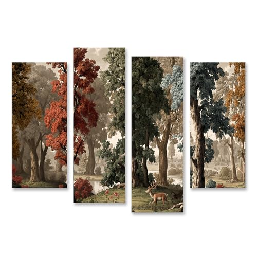Tableau forêt pour salon afin de transformer un mur vide en 4 pièces