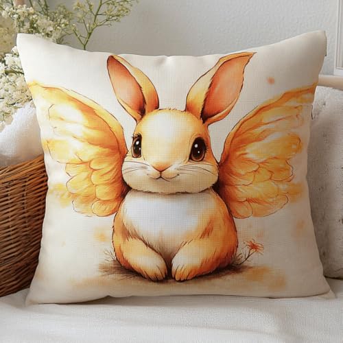 Taxpy Kit de cojín de con gancho de pestillo, Conejo de dibujos animados juego de bordado de alfombra, patrón de lona de ganchillo, manualidades, adultos y principiantes, 43x43cm