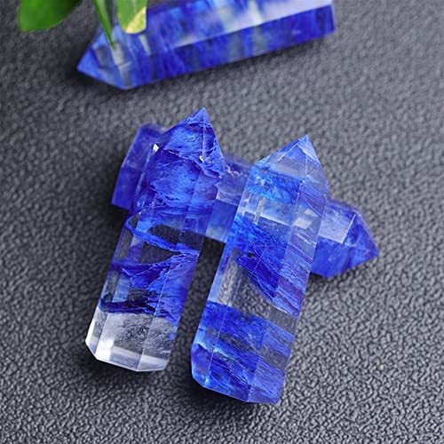 Colonne brute et polie en pierre fondue bleue, un cristal d'exception de 8-9cm - 4