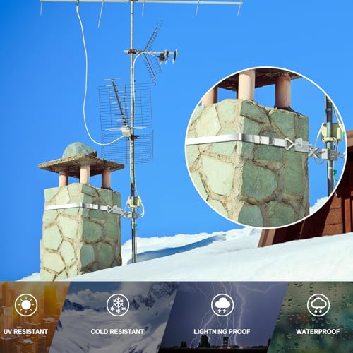 Kit support d'antenne Blulu de cheminee en acier inoxydable avec sangles 3m6 - 6
