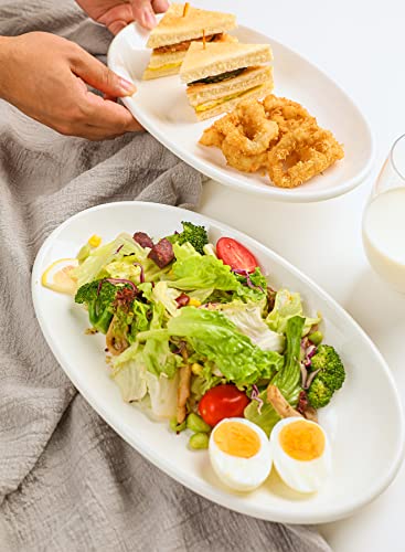 Sweese 748.101 Oval Serving Platters, White Porcelain Serving Platters For Party, Large Oval Serving Trays Serving Plates For Fish Dish, Steak, Restaurant, Dessert Shop, Set Of 2, 12.5 Inches #TOP4
