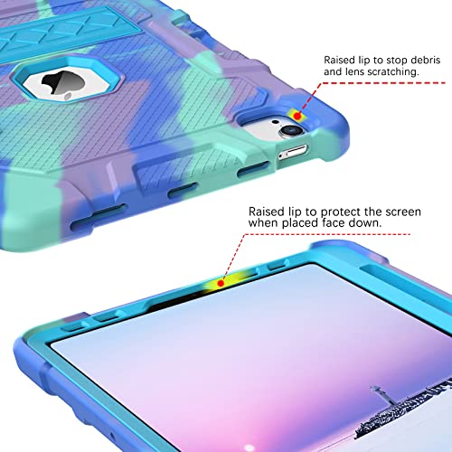 Bentoben Ipad Air 5Th/4Th Generation Case, Ipad Pro 11 Inch Case 2021/2020/2018 With Pencil Holder 3 In 1 Heavy Duty Rugged Shockproof Kickstand Protective Girls Men Boy Case, Camo Blue #TOP3