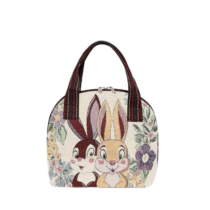 Bolsa de mão tecida com estampa de borboleta em um estilo étnico moderno - adequada como uma bolsa de transporte casual para todas as suas atividades diárias, Casal de coelhos