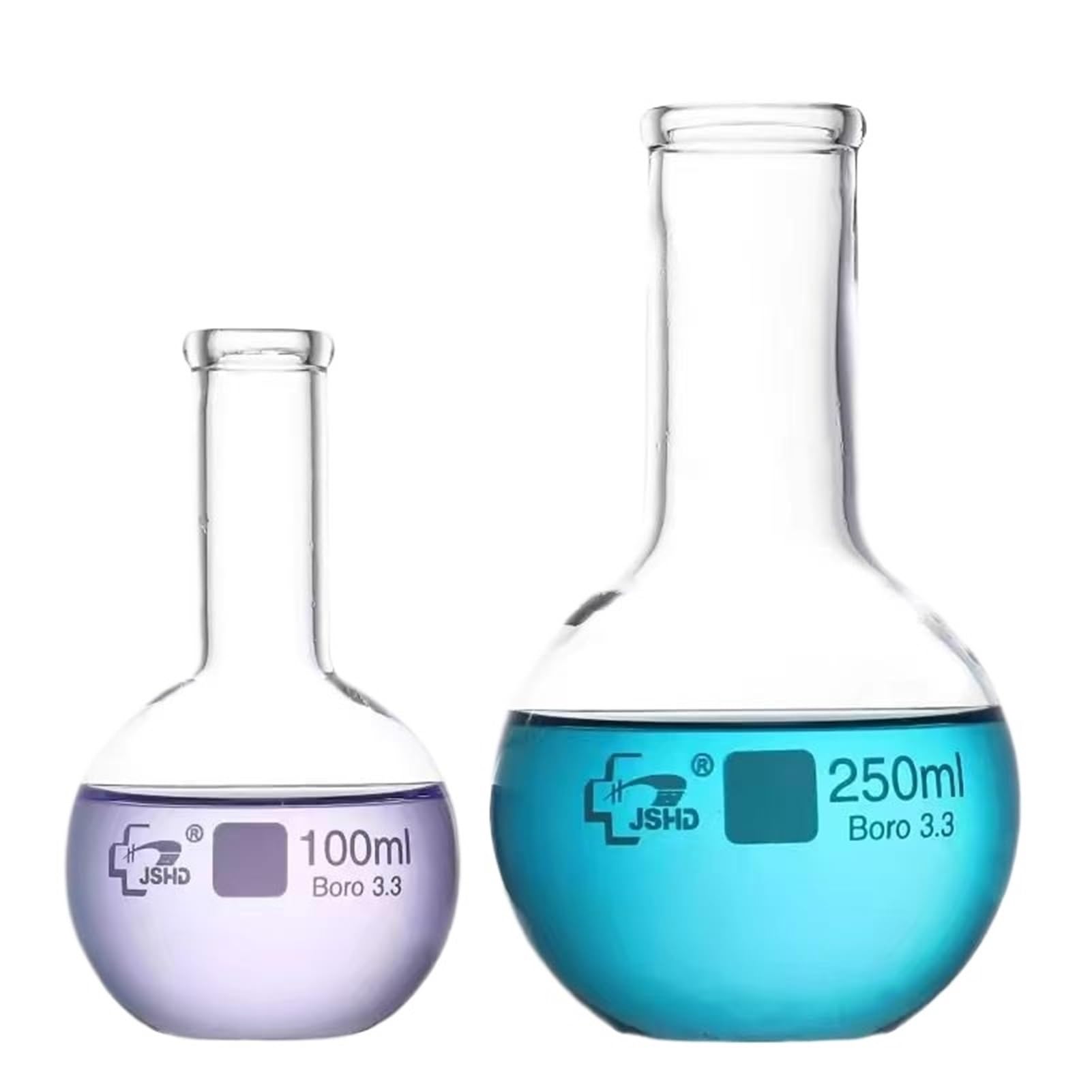 matraz de fondo redondo， Matraz de laboratorio de vidrio de borosilicato de alto rendimiento, fondo plano, 50-2000 ml, boca esmerilada, calibre 19/24/29(500ml caliber24)