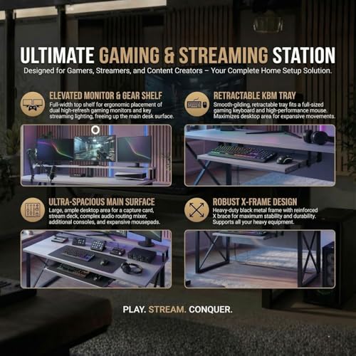 Image of FFO StarX Computer Table for Home Pc | Office Table for Home | Keyboard Tray & Moniter Riser, Laptop Table, Worktable, Study Table, Workstation | Wood, Metal, (150 Cm x 60 Cm) - DIY