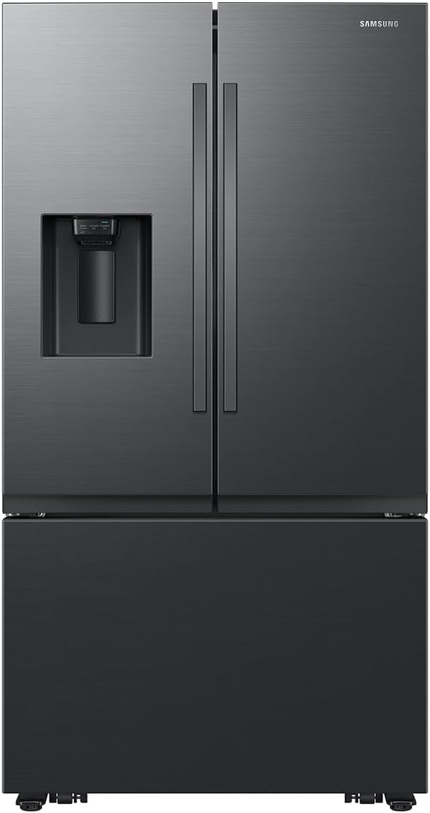 Samsung 31 Cu.Ft. Mega Capacity 3-Door French Door Refrigerator with Four Types of Ice, Matte Black Steel, RF32CG5400MTAA