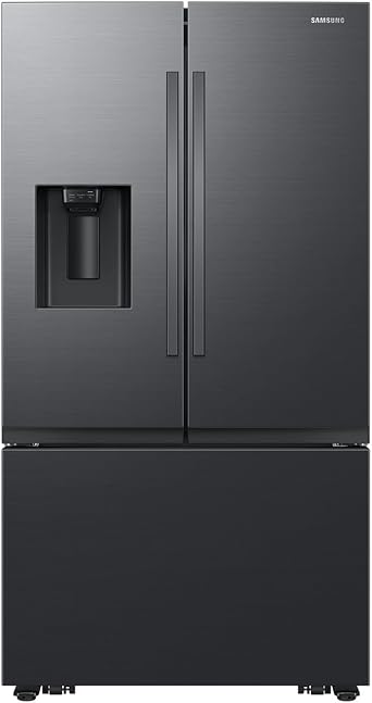 Samsung 31 Cu.Ft. Mega Capacity 3-Door French Door Refrigerator with Four Types of Ice, Matte Black Steel, RF32CG5400MTAA