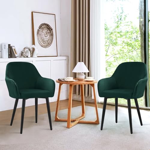 Alishomtll Stretch Samt Stuhlhussen 4er Set Universal Sesselbezug Stuhlbezug mit Armlehnen Abnehmbare Waschbar Esszimmerstühle Bezug für Küche Esszimmer Bankett Hochzeit Party (Grün, 4 Stück)