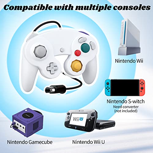 OSTENT Controle de jogo com fio Shock para Nintendo GameCube NGC Wii Video Game Cor Branco