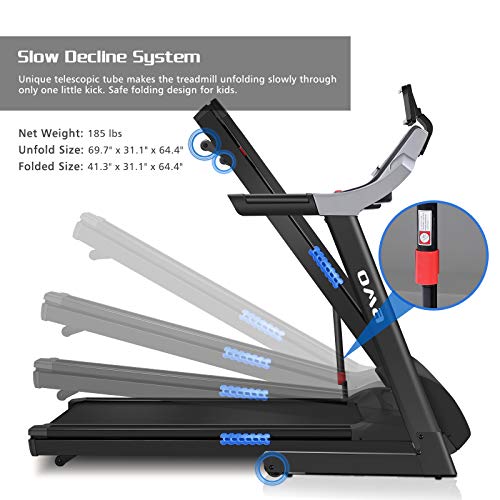 OMA Treadmill for Home 5925CAI with 3.0 HP 15% Auto Incline 300 LBS Capacity Folding Exercise Treadmill for Running