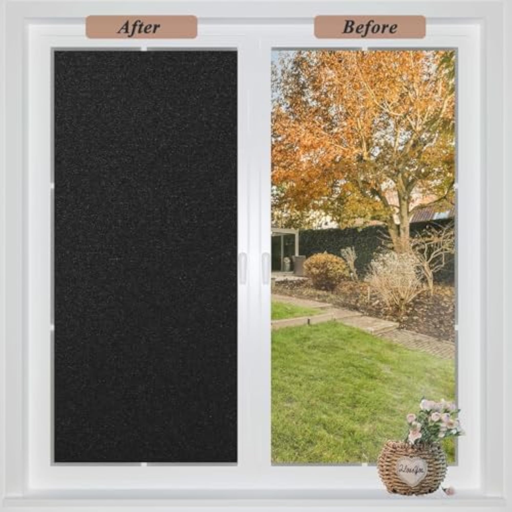 Total Blackout Window Privacy Film, Removable Sun Control