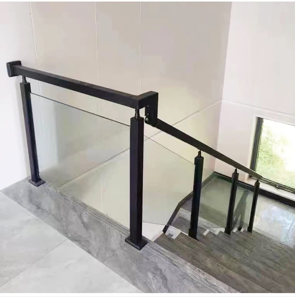 Słupek balustrady ze stali nierdzewnej 304 ze szkła – czarny zacisk do balustrady ze szkła do schodów, balkonu, tarasu ogrodowego | 25-59 cali wysokości(Sapphire,Height 70cm)