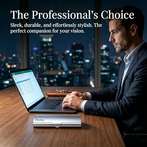 Image of Philley Aluminum Ultra-Light Eyeglasses Case Hard Shell Nearsighted Glasses Case for Women & Men