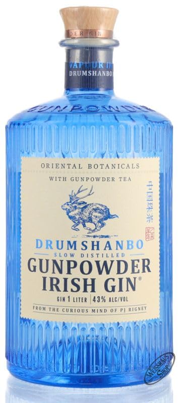 GUNPOWDER Gin, 43% Vol, 1 Litro, Distillato Premium, Bottiglia da 1L