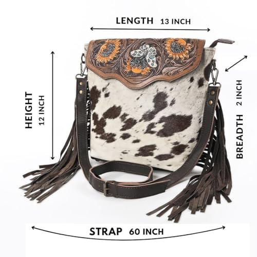 Leather Crossbody Bag for Women made with Natural Cowhide Hand Tooled Western Design With Adjustable Detachable Strap4