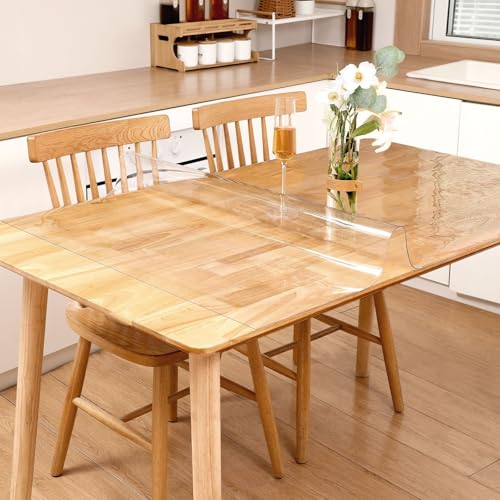 Custom Size Table Cover Protector, Tailored Cut to Shape Desk Mat,Dining Table Pad,Bespoke Kitchen Counter Topper Scratch-resistant Transparent Tablecloth for Office Furniture Floor Surface Protection