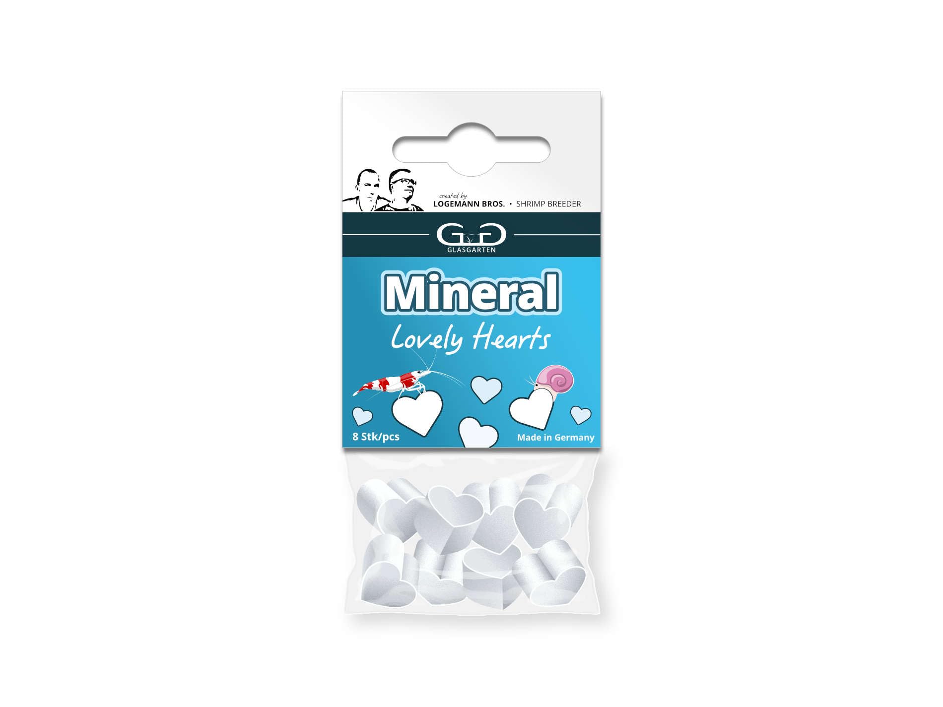 Generic GlasGarten Mineral Hearts - Supplementary Feed for Ornamental Shrimp, Snails, Crayfish and Crabs, 100g