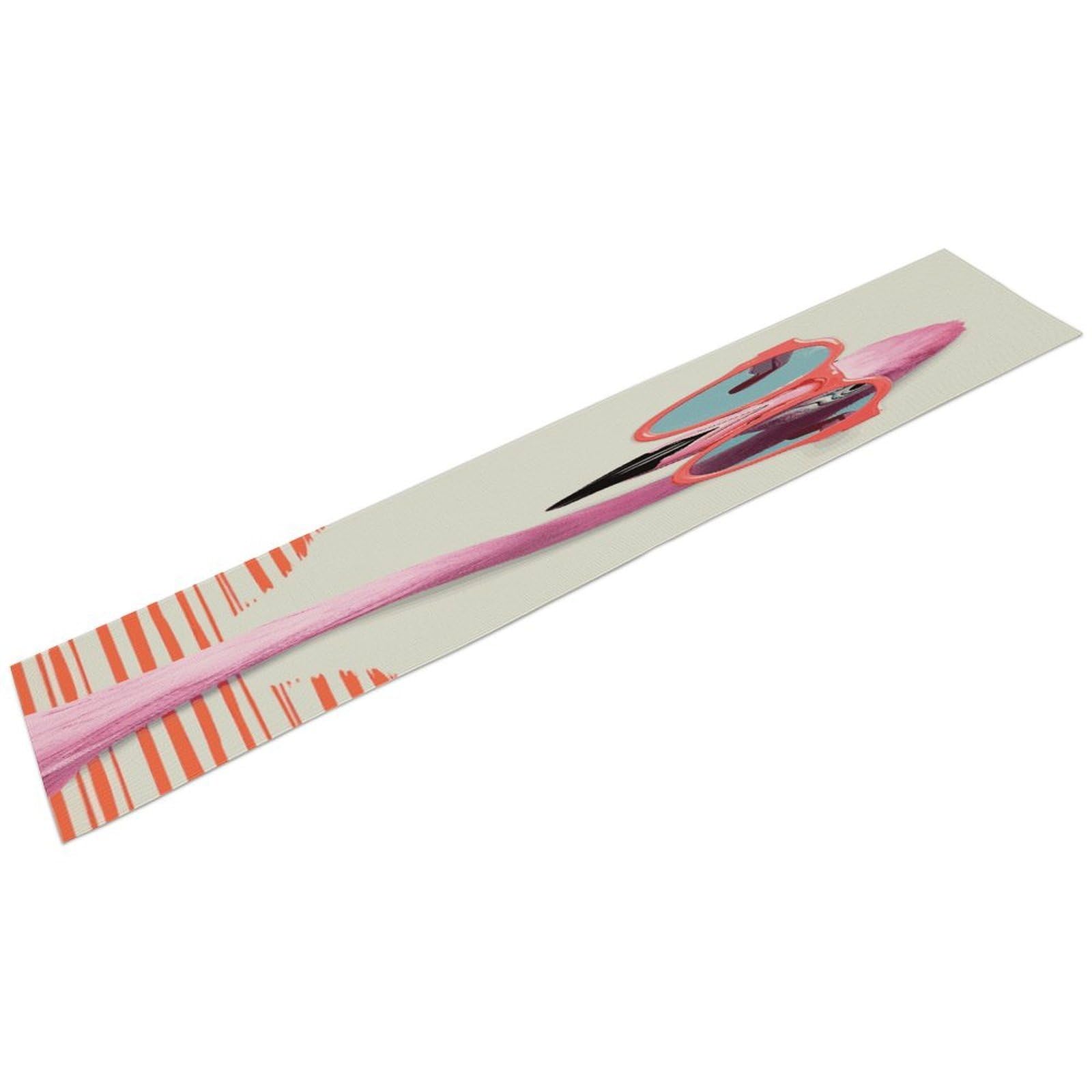 Btcowzrv Style Hello Glasses Flamingo Linen Table Runner 72.4 Inches Long, Machine Washable Table Runner For Party Kitchen Dining Table Coffee Holiday Party Decor, 13.4"X72.4"