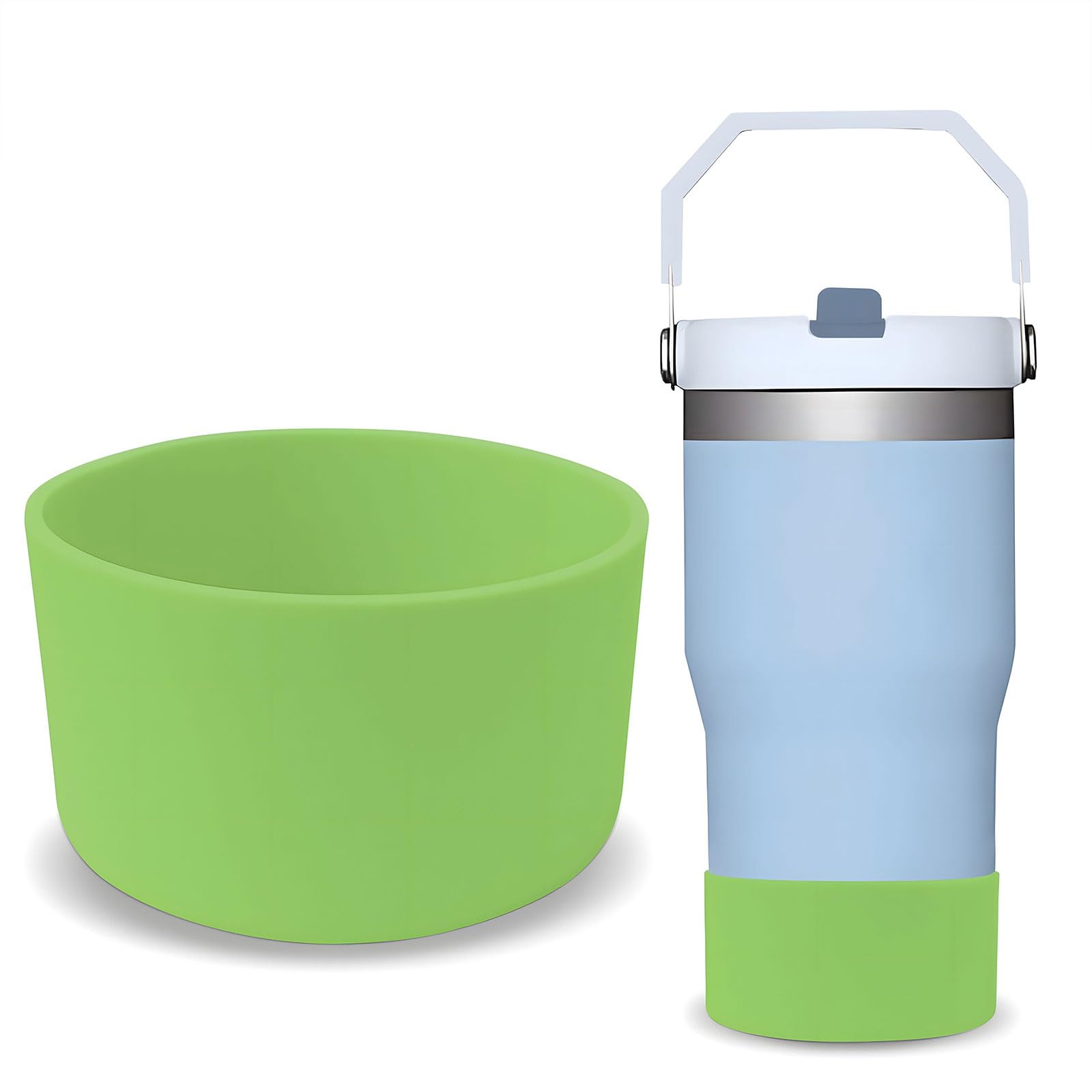 GJV Upgrade Protective Silicone Boot Bumper for Stanley Quencher Adventure 40oz 30oz 20oz 30oz Tumbler, Water Bottle Bottom Sleeve Cover Accessories for Stanley Mug Cup (Green, OD:3.54in/9cm)