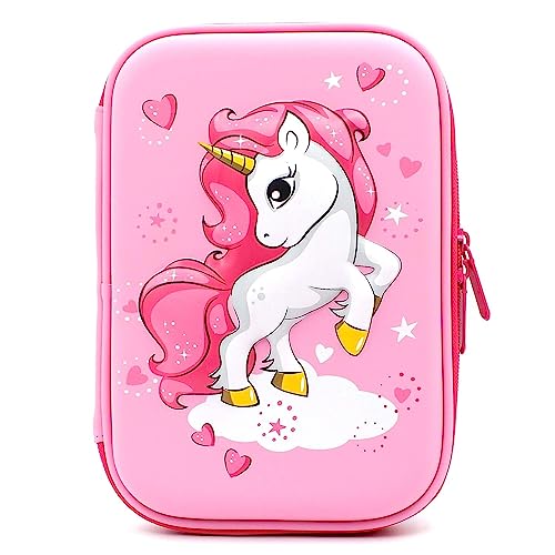 Image of 3D Unicorn Cover Large Capacity Pencil Case Compass with Compartments, School Supply Organizer for Students, Stationery Box, Cosmetic Zip Pouch Bag (1 Unit) (Hardtop Pencil Case)