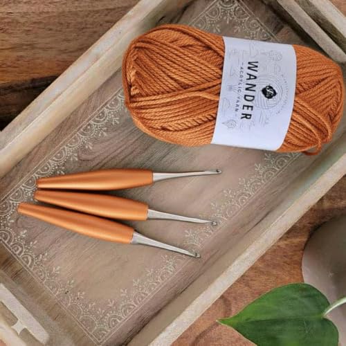 Image of Furls Crochet Hook, Odyssey Sienna Nickel Plated Tip for Effortless Glide, Ergonomic Handle Crochet Hooks 7 inch (M - 8.00MM)