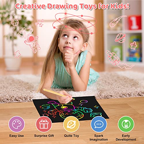 Ucidci Scratch Art Kit, 30Pcs Rainbow Papers And 12Pcs Scratch Bookmarks, Arts And Crafts For Girls Boys Ages 3-12, Magic Gifts Colorful Art Supplies For Kids, Christmas/New Year/Birthday Gift, Toys #TOP2